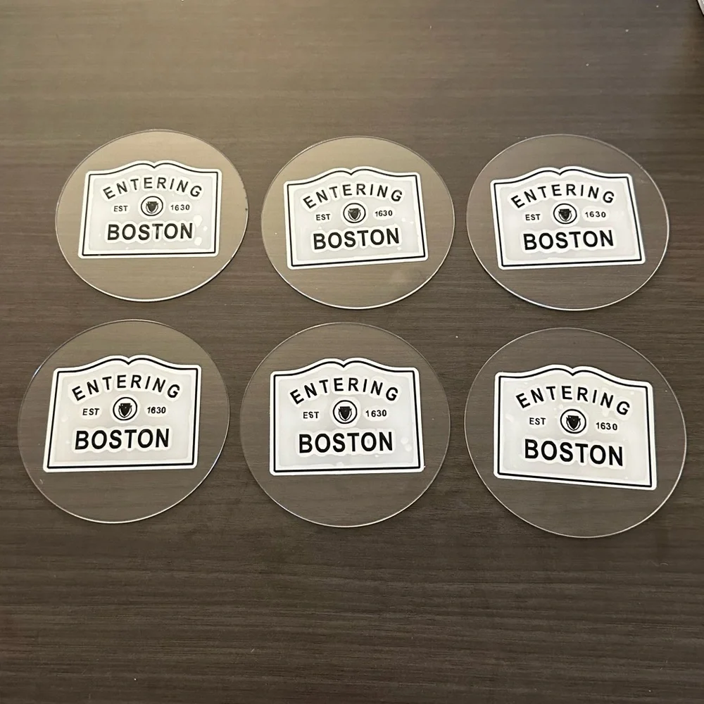 6 Entering Boston Acrylic Drink Coasters